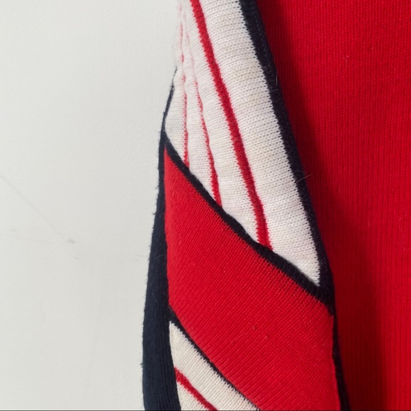 Vtg 80s Quilted Crew Neck Sweater Red White Blue M - Picture 7 of 12